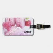 Pink Raspberry Macarons Foto Gepäckanhänger (Vorderseite horizontal)