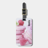 Pink Raspberry Macarons Foto Gepäckanhänger (Vorderseite vertikal)