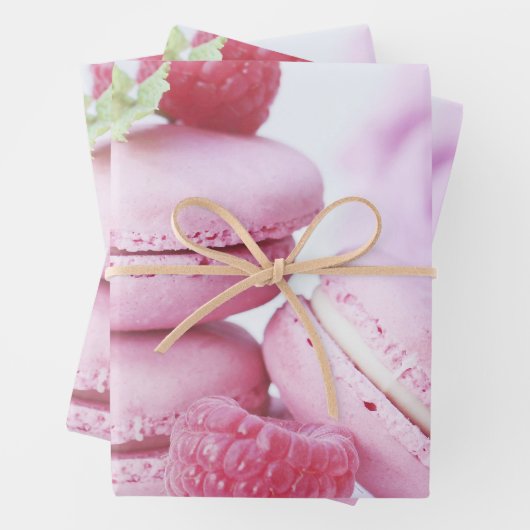 Pink Raspberry Macarons Foto Geschenkpapier Set (Beispiel)