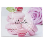 Pink Raspberry Macarons Foto Große Geschenktüte (Vorderseite)