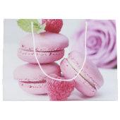 Pink Raspberry Macarons Foto Große Geschenktüte (Rückseite)