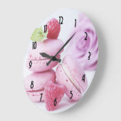 Pink Raspberry Macarons Foto Große Wanduhr (Winkel)