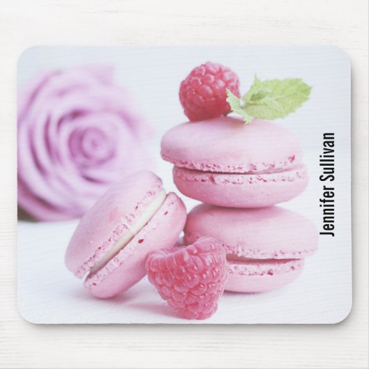Pink Raspberry Macarons Foto Mousepad (Vorne)