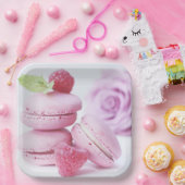 Pink Raspberry Macarons Foto Pappteller (Party)