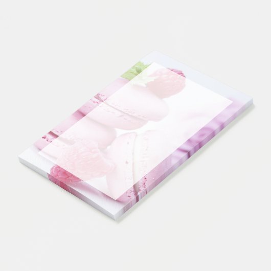 Pink Raspberry Macarons Foto Post-it Klebezettel (angewinkelt)