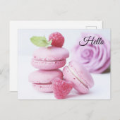 Pink Raspberry Macarons Foto Postkarte (Vorne/Hinten)