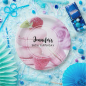 Pink Raspberry Macarons French Pastry Birthday Pappteller (Party)