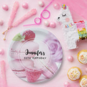 Pink Raspberry Macarons French Pastry Birthday Pappteller (Party)