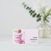 Pink Raspberry Macarons Visitenkarte (Stehend Vorderseite)