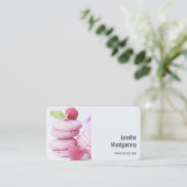 Pink Raspberry Macarons Visitenkarte (Stehend Vorderseite)