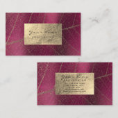 Pink Raspberry Sepia Gold Foil Botanisches Delikat Visitenkarte (Vorne/Hinten)