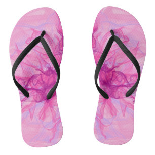 PINK RAUCHE - Modernes und abstraktes Fraktal Kuns Badesandalen