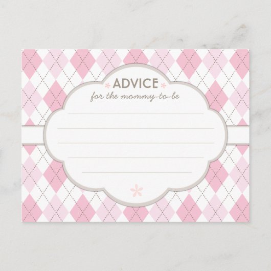Pink Raute Babyduschempfehlung für Mama, um zu sei Hinweiskarte (Rückseite)