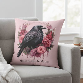 Pink Raven Roses Kissen