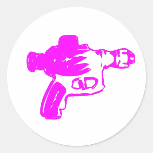 Pink Raygun Runder Aufkleber (Vorderseite)