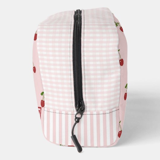 Pink Re Cherry Gingham Pattern Simple Fruit Waschbeutel (Rechts)