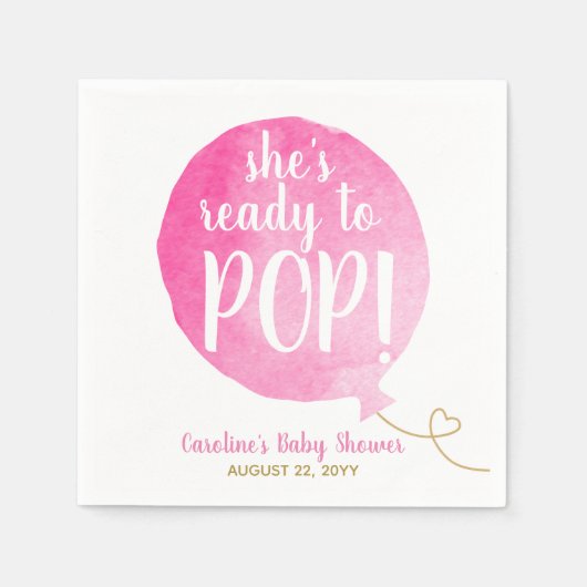 Pink Ready to Pop Balloon Baby Girl Dusche Serviette (Vorderseite)