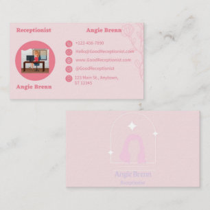 Pink Receptionist Business Card doppelseitig Visitenkarte