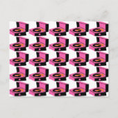 Pink Record Hahnentrittmuster Postkarte (Vorderseite)