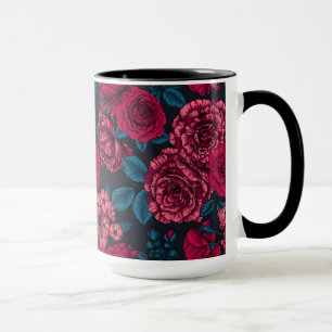 Pink, red and bi-color Roses with blue leaves Tasse