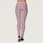 Pink, red, and green holly Christmas Patterned Leggings (Rückseite)