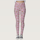 Pink, red, and green holly Christmas Patterned Leggings (Vorderseite)