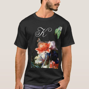 PINK RED ANEMONES WEISSE BLUME, BUTTERFLY MONOGRAM T-Shirt
