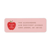 Pink Red Apple Preschool Graduation Address Label (Vorne)