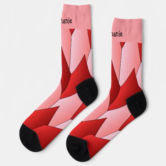 Pink Red Art Deco Design Socks Socken (Linkes Detail)