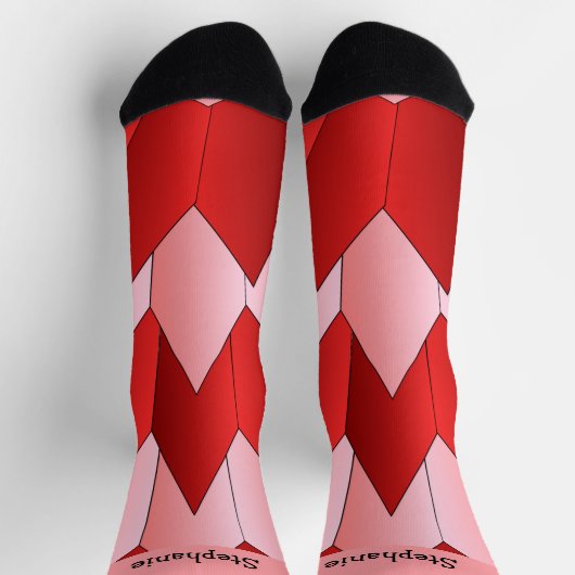 Pink Red Art Deco Design Socks Socken (Oben)