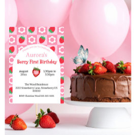 Pink & Red Berry First Birthday Card - Halten Sie  Karte