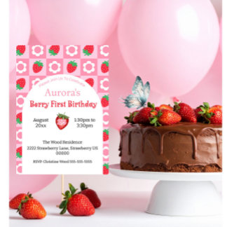 Pink & Red Berry First Birthday Card - Halten Sie  Karte