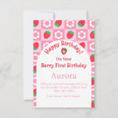 Pink & Red Berry First Birthday Card - Halten Sie  Karte (Vorderseite)