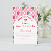 Pink & Red Berry First Birthday Card - Halten Sie  Karte (Stehend Vorderseite)