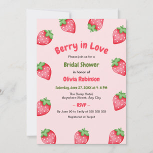 Pink & Red Berry in Love Erdbeer Brautparty Einladung