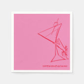 Pink Red Birthday Napkin Modern Sketch Serviette (Vorderseite)