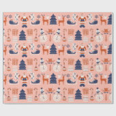 Pink Red Blue Illustrative Style in Weihnachten Geschenkpapier (Flach)