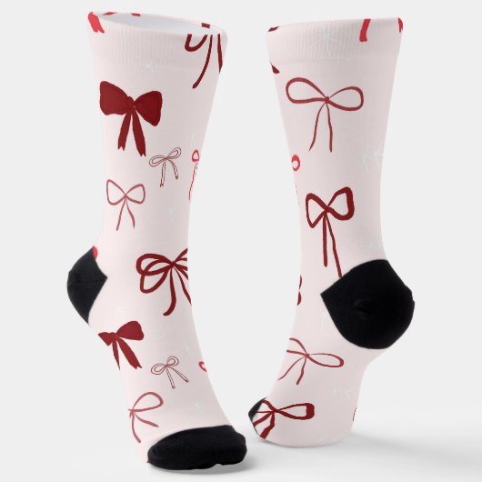 Pink Red Bow Christmas Socks Socken (Gewinkelt)