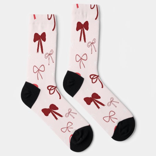 Pink Red Bow Christmas Socks Socken (Rechts)