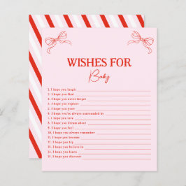 Pink Red Bow Christmas Wishes For Baby Advice Card