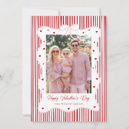 Pink Red Bow Love Happy Valentine's Day Photo Card Feiertagskarte