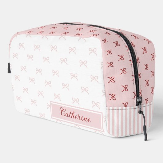 Pink & Red Bow Pattern Coquette Cosmetic Waschbeutel (Rechte Ecke)