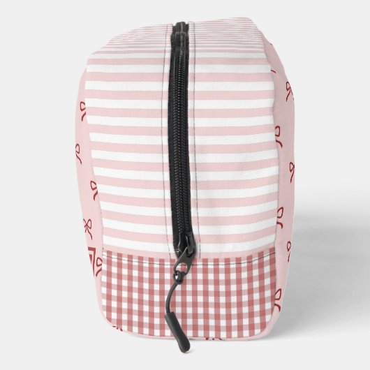 Pink & Red Bow Pattern Gingham Coquette Cosmetic  Waschbeutel (Rechts)