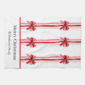 Pink Red Bows Weihnachten Geschirrtuch (Horizontal)