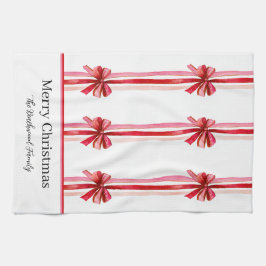 Pink Red Bows Weihnachten Geschirrtuch