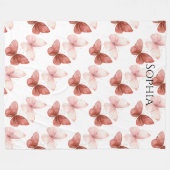 Pink Red Butterflies Fleecedecke (Vorderseite (Horizontal))
