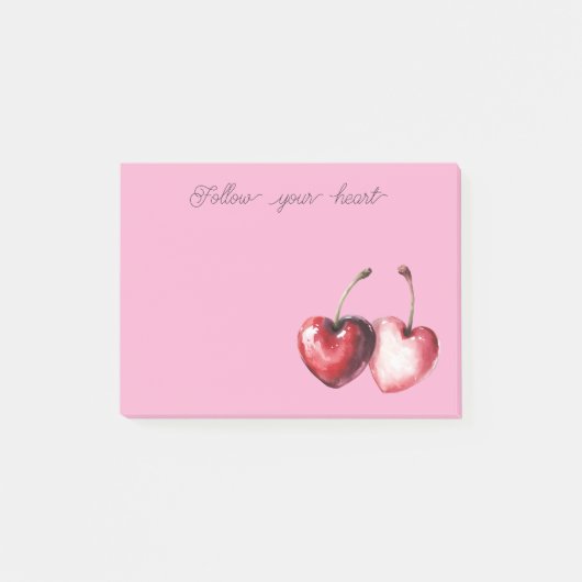 Pink Red Cherry Hearts Post-it Klebezettel (Vorderseite)