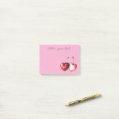 Pink Red Cherry Hearts Post-it Klebezettel (Auf Schreibtisch)