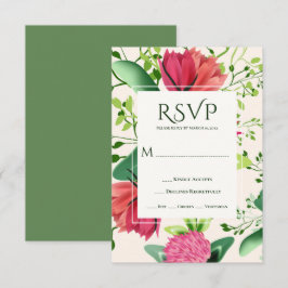 Pink & Red Clover Blumengrün Hochzeit RSVP Karte
