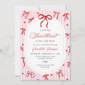 Pink Red Coquette Bow Valentine Baby Shower Einladung (Vorderseite)